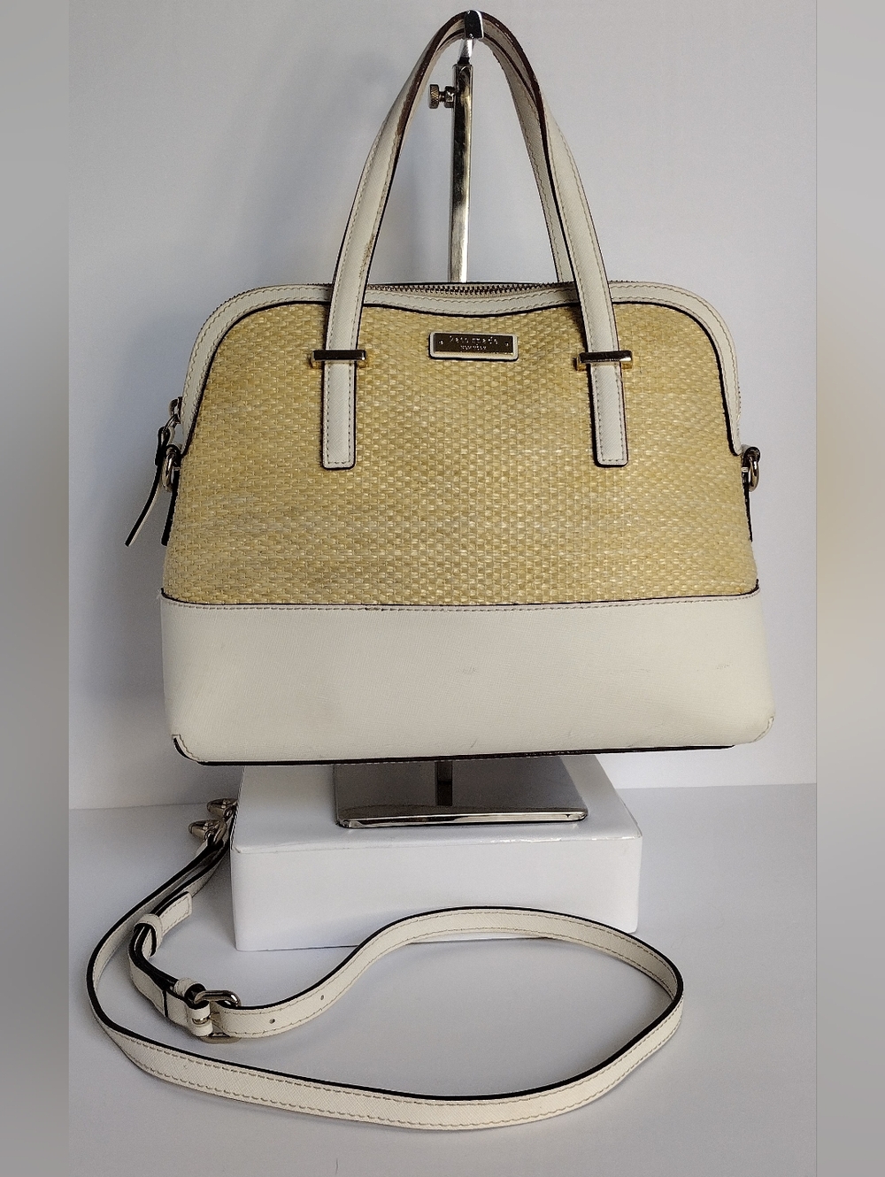 Kate Spade Cedar Street Straw & Leather Bag